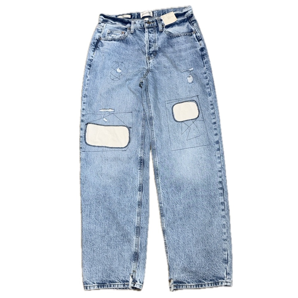 👖🛹 UNIVERSAL THREAD NWT 90s Baggy Jeans | Light Wash | Streetwear Patches Sz 6